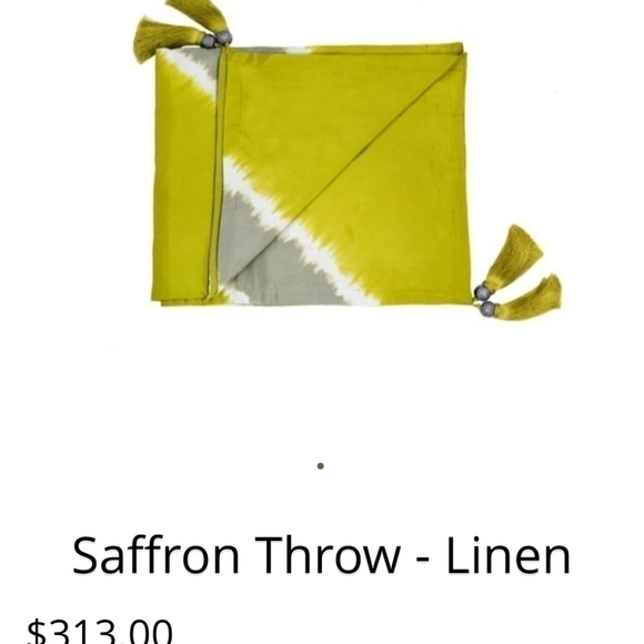 Florabella Throw Saffron Ikat Tie Dye SIlk  Linen Backed Tassels 42 x 70 - Picture 10 of 12